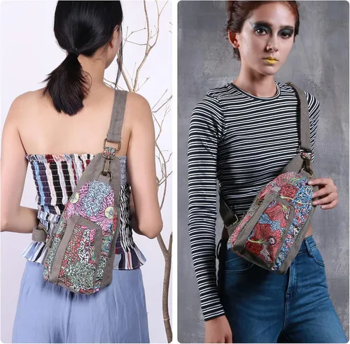Vista 6 de Black Butterfly Bolsa de pecho prémium para mujer, bandolera pequeña, mochila de pecho para moda y ligera