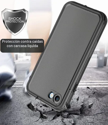 Vista 3 de Diseño para iPhone 8 7 Funda impermeable con protector de pantalla integrado totalmente sellado, a prueba de golpes, a prueba de nieve, bajo el Negro