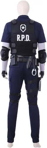 Vista 4 de Leon Kennedy - Chaqueta de cosplay para hombre, Leon Scott Kennedy, disfraz de cosplay para Halloween, uniforme