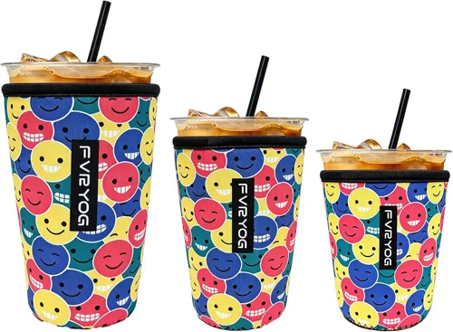 Vista 154 de Reusable Insulated Neoprene Iced Coffee Sleeves for Iced Coffee Cups, Coffee Coolies sleeves for Iced & Hot Drinks