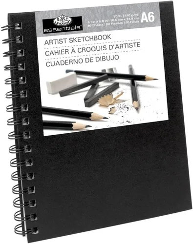 Vista 4 de Royal & Langnickel Cuaderno de bocetos A5 de 5.8 x 8.3 pulgadas con espiral lateral (80 hojas)