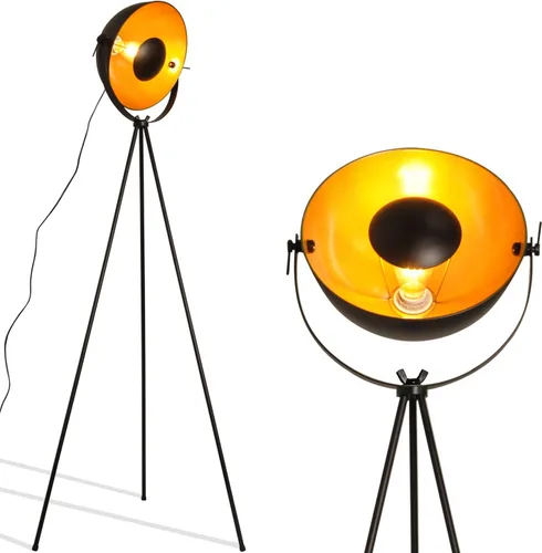 Vista 5 de COSYLUX Lámpara de pie con trípode industrial para sala de estar, moderna lámpara de pie alta satélite para dormitorios, oro negro (sin bombillas)
