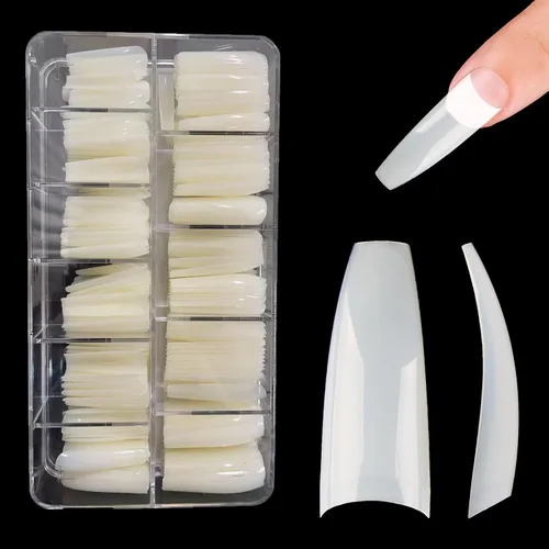 Vista 10 de 504pcs Long Coffin Nail Tips, Pre-shaped Half Cover False Nails with 13 Sizes, Gel Nail Tips for Acrylic Extension, DIY Manicure and Nail Salon Use