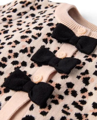 Vista 3 de Gymboree Suéteres tipo cárdigan de manga larga para niñas y niños pequeños Lazos de leopardo