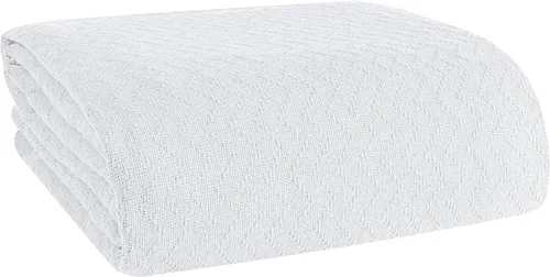 Vista 14 de BELIZZI Home - Manta de cama 100 % algodón, transpirable, térmica tamaño individual, suave manta térmica de cheurón de 60 x 90 pulgadas, manta