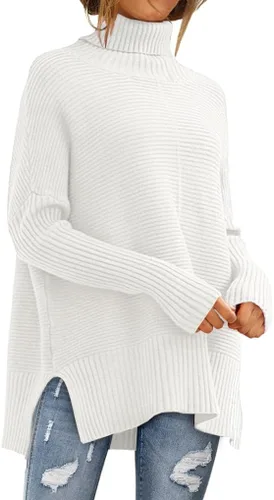 Vista 20 de LILLUSORY Suéteres de gran tamaño con cuello redondo para mujer, túnica Albaricoque