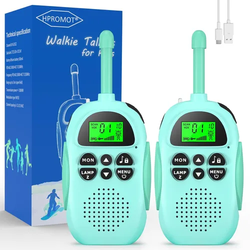 Vista 13 de HPROMOT Walkie Talkies para niños recargables, juguetes para niños de 3 a 12 años, niños y niñas, paquete de 2 unidades de radios de dos vías