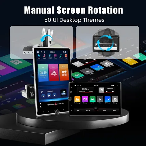 Vista 5 de [2G+64G] Radio de coche de 10.4 pulgadas con Carplay inalámbrico Android Auto, Android Rotatable Touch Screen Radio con GPS, WiFi, Mirror Link