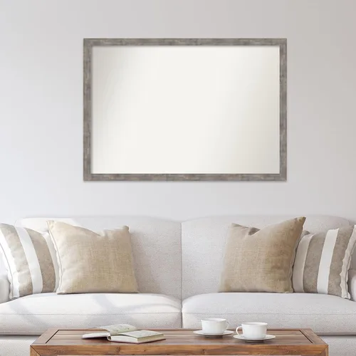 Vista 98 de Amanti Art Silver Bathroom Mirror for Over Sink, 26x35 Custom Made Marred Pewter Rectangle Vanity Mirror, Large Casual Wood Frame, Hangs Horizonally