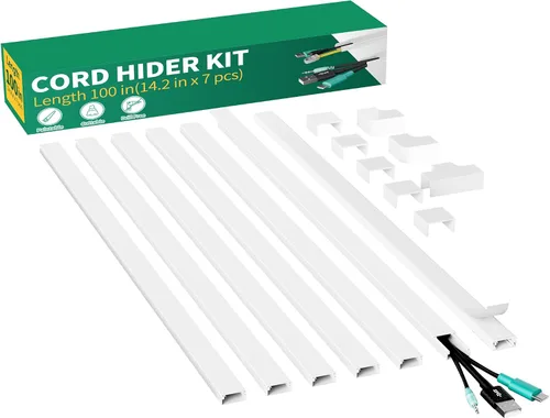Vista 13 de Delamu Kit de cubierta de cable autoadhesivo de 100 pulgadas para TV montado en la pared, ocultador de cables pintable, sistema de gestión de cables