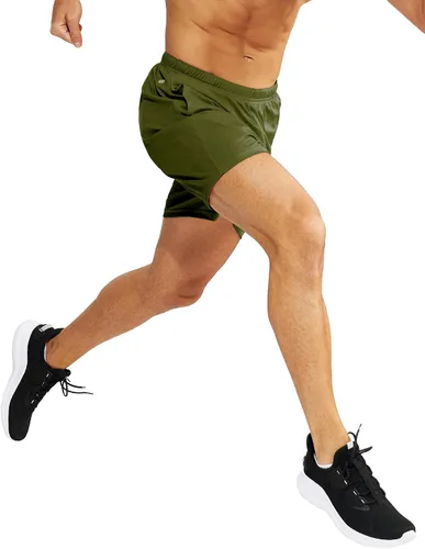 Vista 6 de MIER Pantalones cortos de correr para hombre, 5 pulgadas, para gimnasio, atlético, de secado rápido, pantalones cortos de entrenamiento deportivo