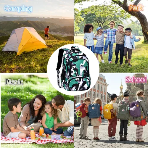Vista 7 de Mochila escolar casual para viajes, mochila de camuflaje al aire libre, regalos de Navidad para niños y niñas, Ay Camo Green, talla única