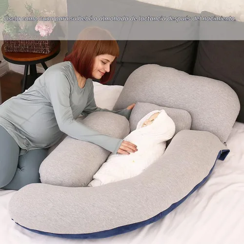 Vista 7 de MOON PINE Almohada de embarazo de 60 pulgadas, almohada desmontable en forma de U de cuerpo completo para apoyo de maternidad, almohada de dormir