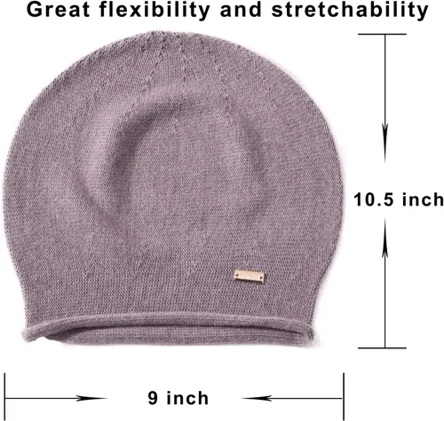 Vista 4 de jaxmonoy Slouchy Knit Beanie Hat for Women Winter Soft Warm Ladies Laightweight Slouch Knitted Skull Beanies Cap mixto púrpura