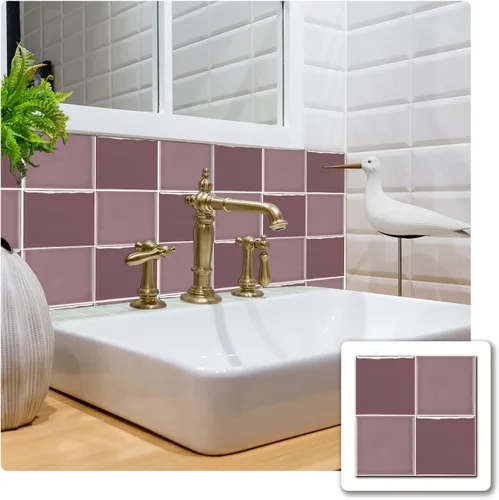 Vista 38 de Alwayspon Adhesivo de vinilo brillante de ladrillo de Provenza, autoadhesivo para azulejos de pared de transferencia de salpicaduras para cocina