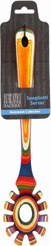 Vista 7 de Baltique Marrakesh Collection - Cuchara de madera para espagueti, servidor de pasta de 12.5 pulgadas con dientes, utensilio colorido de madera