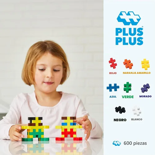 Vista 3 de PLUS PLUS Big - Juego de 600 piezas en bañera de almacenamiento, bloques de construcción de rompecabezas grandes entrelazados, juguetes de tallo