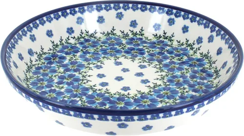 Vista 6 de Plato para pastel de tulipán azul de cerámica polaca de rosa azul