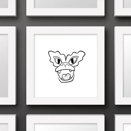 Vista 2 de Trends International Gallery Pops Gremlins - Arte de pared con diseño de rayas, versión enmarcada blanca, 12 x 12 pulgadas