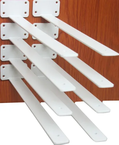 Vista 16 de Paquete de 2 - Soportes de estante en L ocultos negros de 4 pulgadas (1/5 pulgada de grosor) Soportes de estante flotante de hierro Soportes