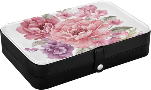 Vista 3 de Joyero organizador para mujeres y niñas, almacenamiento portátil de joyería para aretes, anillos, collares, pulseras, relojes, flores pequeñas