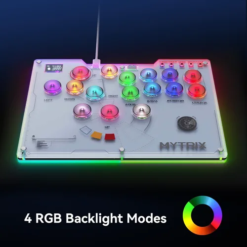 Vista 4 de Mytrix Arcade Stick for Haute42 16Keys All-Button Leverless Controller for PC/PS4/PS3/Switch/Steam, Turbo Functions, RGB Light, Supports Hot Swap