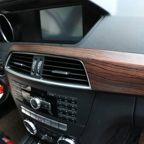 Vista 6 de Panel de cubierta de tablero de consola central de automóvil de grano de pino ABS para Mercedes Benz Clase C W204 2010-2013 Accesorios de conducción