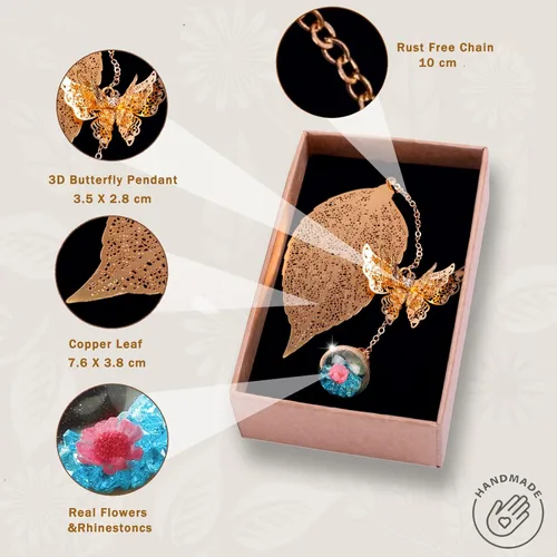 Vista 2 de Toirxarn Marcapáginas de hojas de metal con dije de mariposa, relleno de calcetín de Navidad para mujeres y profesores, bonito regalo pequeño