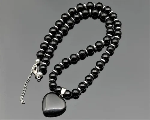 Vista 4 de Colgante de corazón de aventurina natural, Collar de cuentas de aventurina genuina, Collar de piedra verde, Collar de piedras preciosas, Cuentas