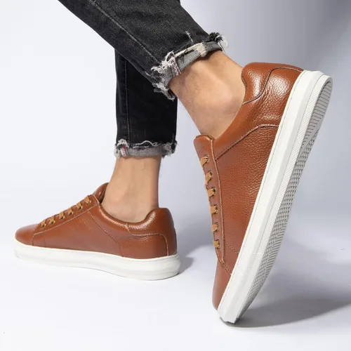 Vista 9 de Zapatos deportivos de cuero a la moda para hombre, tenis Oxford casuales para caminar diariamente para hombre