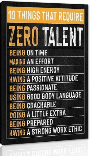Vista 47 de Arte de pared motivacional Zero Talent Required - Póster de 10 claves del éxito, impresiones con citas positivas, decoración inspiradora de pared