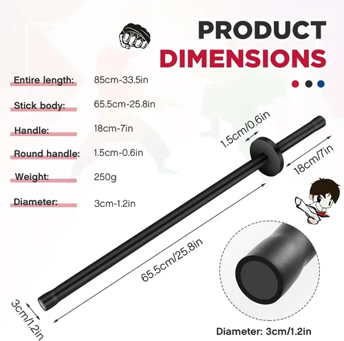 Vista 2 de JellyArch 2 piezas 85 cm de espadas de espuma para práctica, espada acolchada de entrenamiento, palos de kendo, bokken para adultos, artes Negro