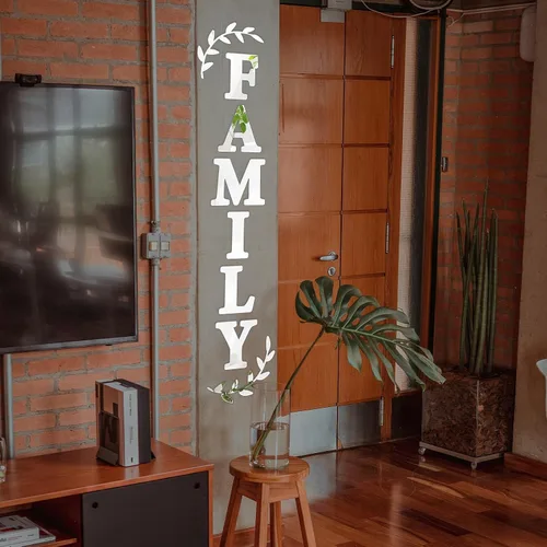 Vista 3 de Decoración de pared con espejo de letras familiares, calcomanías de espejo acrílico 3D, citas de letras familiares, decoración del hogar, letreros