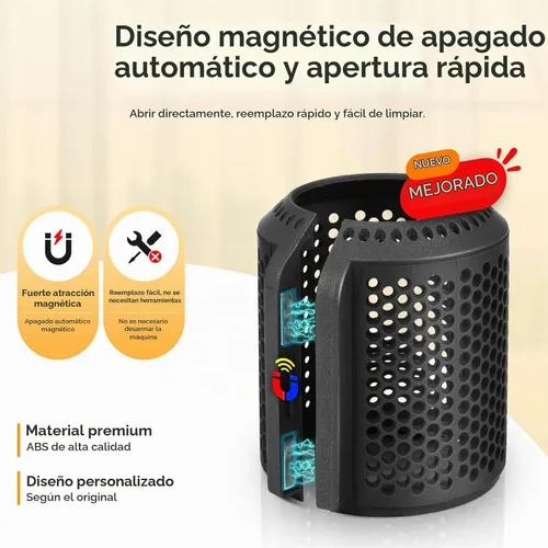 Vista 3 de Filtro magnético para secador de pelo + filtro interior compatible con Dyson Supersonic Negro