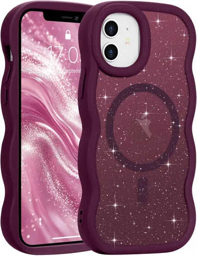 Vista 204 de Pepmune - Funda para iPhone 12 Pro Max con marco ondulado y estructura rígida, color mate claro, cubierta trasera unisex, compatible con Magsafe