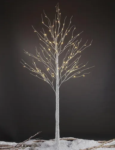 Vista 7 de LIGHTSHARE - Juego de 2 árboles de plumas iluminadas de 6 pies, 244 luces LED blancas cálidas con base de metal, elegante lámpara de pie