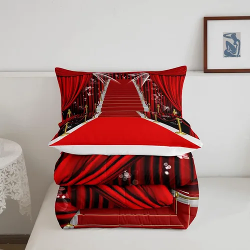 Vista 5 de jejeloiu Juego de edredón de cine para niños, tamaño King, juego de ropa de cama de cine nocturno para niños, niñas, adolescentes, decoración