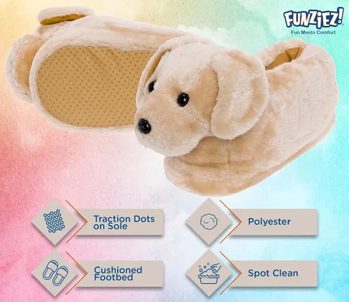 Vista 4 de Funziez! Pantuflas peludas para perros para mujeres y hombres, divertidas, zapatos de casa, animales, lindas novedades, gran regalo para el día