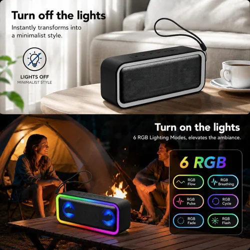 Vista 14 de IKT Altavoz Bluetooth portátil, sonido HD de 20 W, IPX7 impermeable, inalámbrico, gran sonido y graves profundos, emparejamiento TWS, 30 horas