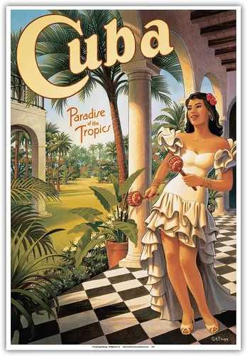 Vista 10 de Cuba - Paradise of the Tropics - Póster de viaje vintage por Kerne Erickson - Impresión artística maestra (sin marco) 6 x 9 pulgadas