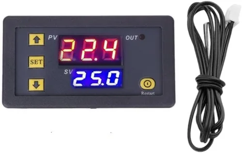 Vista 2 de W3230 Módulo controlador de temperatura LED digital Interruptor de termostato digital con sonda impermeable (12V 10A 120W) -67.0 °F-248.0 °F Salida