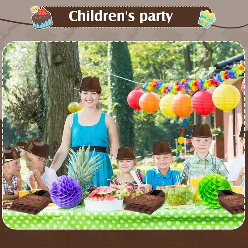 Vista 7 de SATINIOR Juego de 24 sombreros de vaquero de plástico para niños, regalos de fiesta occidental con bolsas de regalo de vaquero, sombreros marrones
