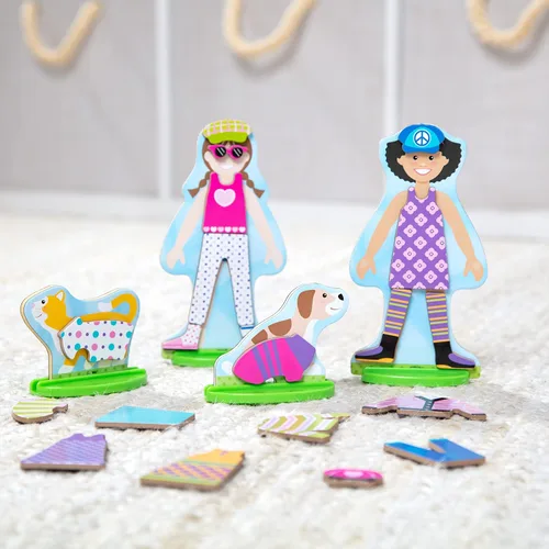 Vista 9 de Melissa & Doug Best Friends - Juego de Muñecas de Madera Magnéticas para Vestir de Juego de Simulación (78 piezas)