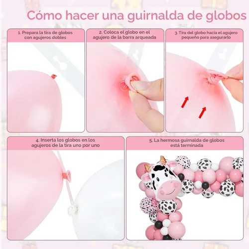 Vista 4 de Amandir Kit de arco de guirnalda de globos de vaca rosa, 117