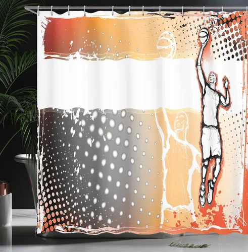 Vista 3 de Ambesonne - Colección de decoración, juego de cortina para regadera con ganchos
