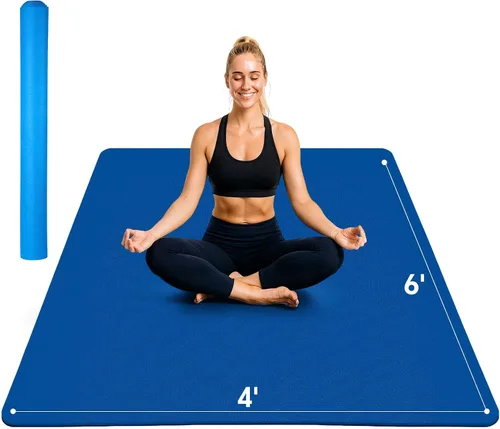 Vista 8 de Stepwaver Esterilla de yoga extragrande de 6 x 4 pies (1/3 pulgadas y 1/4 pulgadas de grosor), antideslizante, ultra duradera, amplia alfombrilla