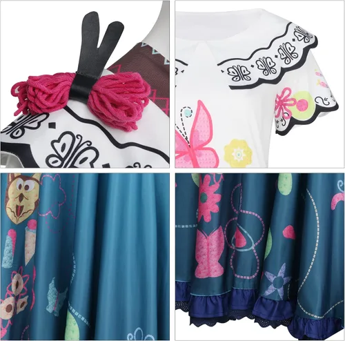 Vista 6 de Vestido de disfraz de Mirabel para mujeres adultas con bolsa disfraz de princesa encantada para Halloween camisa falda vestido de fiesta