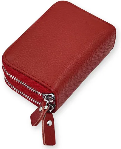 Vista 7 de Cartera pequeña de cuero suave para mujer, con bloqueo RFID, tarjetero con bolsillo con cremallera C-B-B2 (negro)