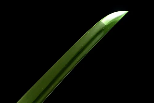 Vista 3 de Espada Katana hecha a mano, espada completa, hoja verde, espada samurai japonesa, acero de alto carbono, forjado integrado