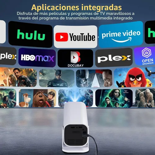 Vista 3 de Aplicaciones integradas, enfoque eléctrico y rotación de 210°: mini proyector con WiFi y Bluetooth, proyector portátil de 1080P, proyector